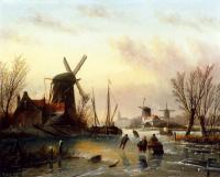 Jan Jacob Coenraad Spohler - A Frozen River Landscape